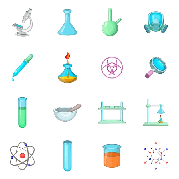 Chemical lab icons set