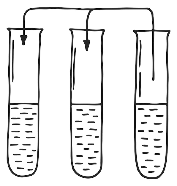 Chemical test tubes with liquids Laboratory experiment doodle