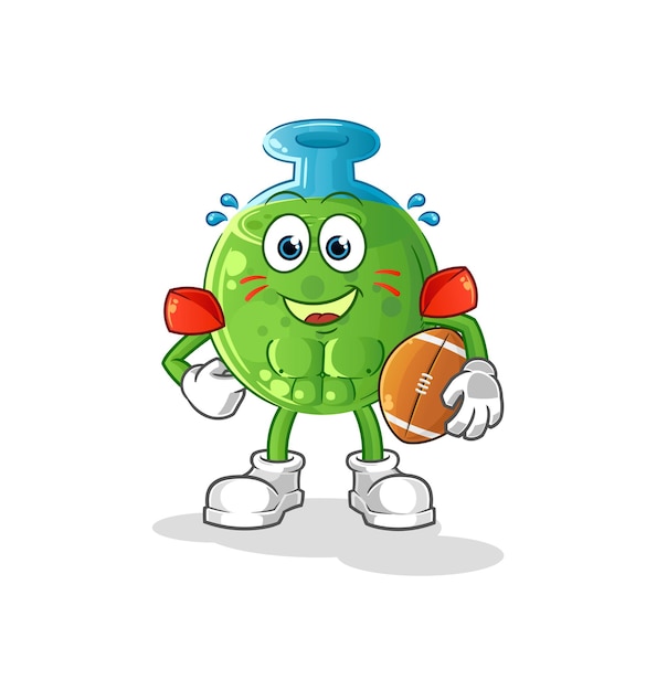 Chemical tube playing rugby character. cartoon mascot vector