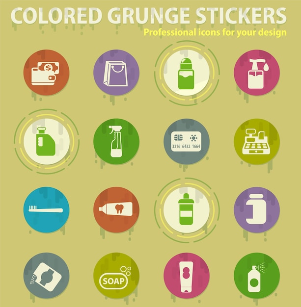 Chemicals store colored grunge icons