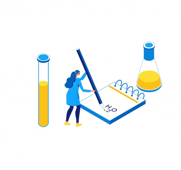 Chemisrty isometric illustration, laboratory 