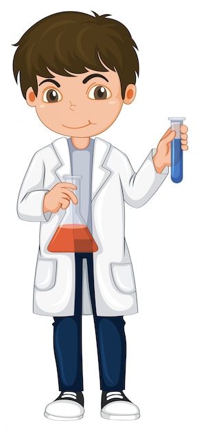 A Chemist Holding Beaker and Test Tube