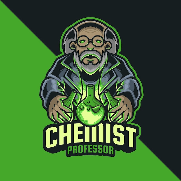 Chemist professor Mascot Logo