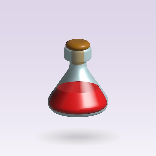 Chemistry glassware 3d icon flask chemistry with red liquid 3d icon