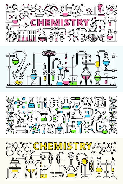 Chemistry lab banner set