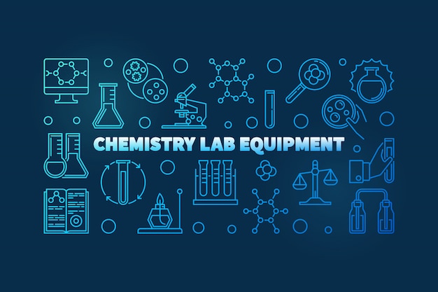 Chemistry Lab Equipment blue outline banner