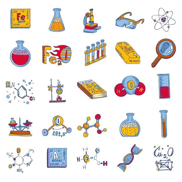 Chemistry lab icon set