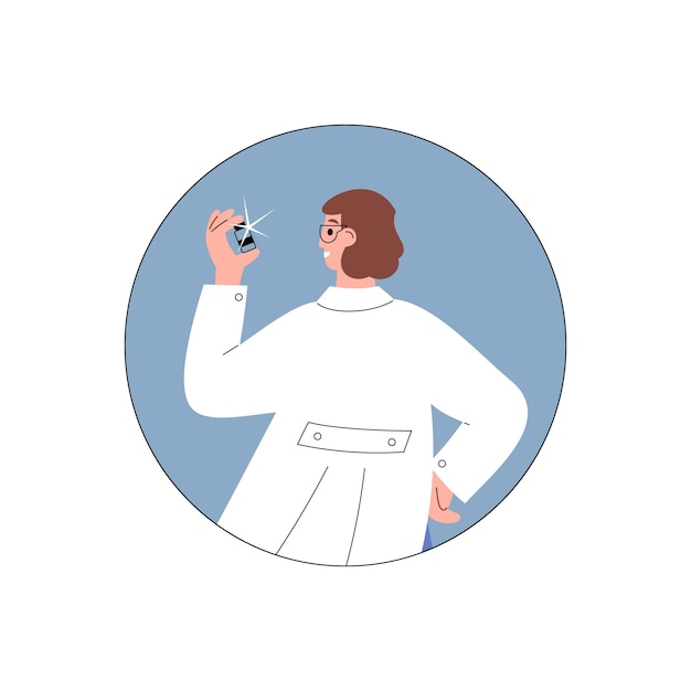 Chemistry lab worker creates vaccine or drugs flat vector illustration isolated