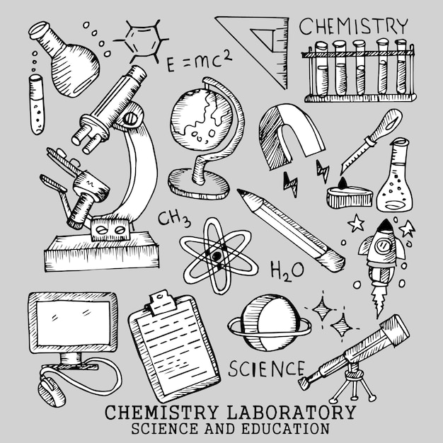 Chemistry Laboratory, doodle illustration