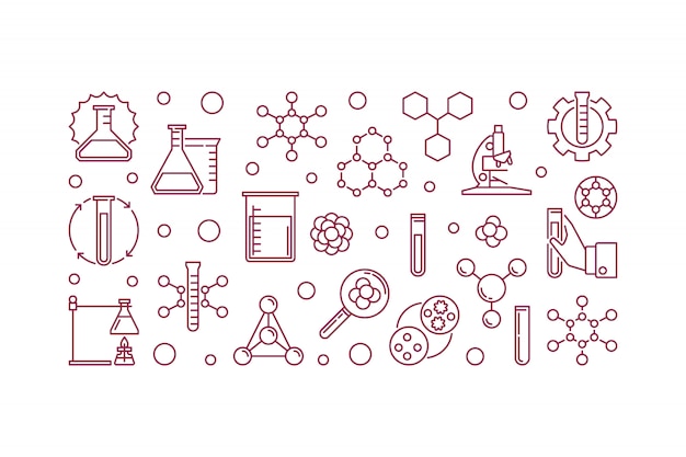 Chemistry minimal outline icon illustration or banner