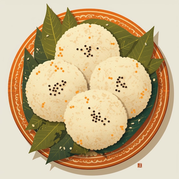 Vector chennai idli and steamed rice cakes