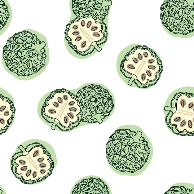 Cherimoya seamless background Hand drawn illustration