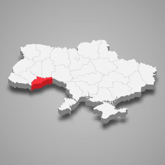 Chernivtsi Oblast Region location within Ukraine 3d map