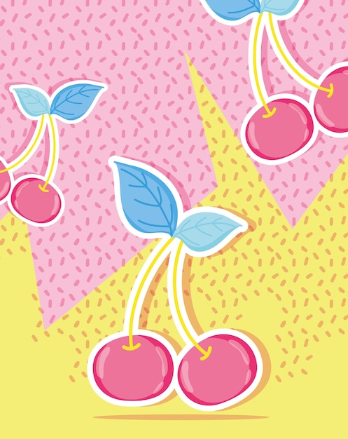 Cherries punchy pastel vector illustration graphic design