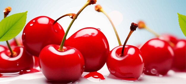 cherries red fruit food sweet healthy ripe closeup fresh berry tasty juicy raw dessert delicio