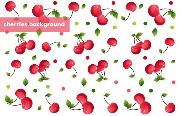 cherries seamless pattern background colorful