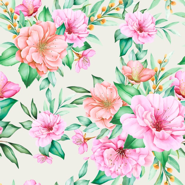 cherry blossom floral design seamless pattern