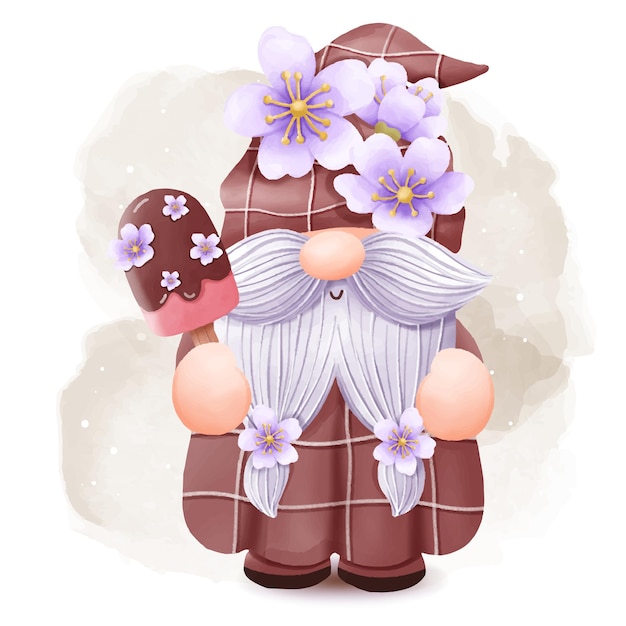 Cherry Blossom Gnome Illustration