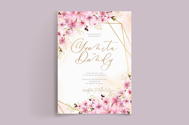 cherry blossom invitation card template