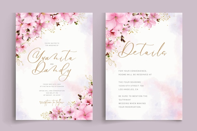 cherry blossom invitation card template