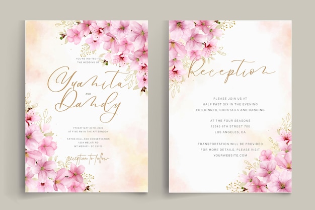 cherry blossom invitation card template