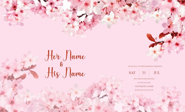 cherry blossom  invitation with beautiful templet design