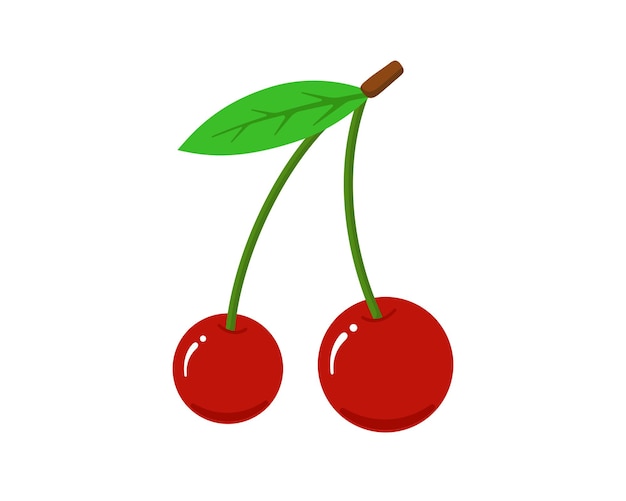 Cherry fruit flat icon. Fresh sweet natural red berry isolated vector illustration