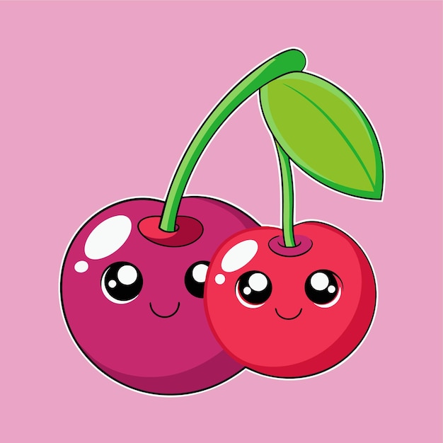 Cherry Fruit Floating Cartoon Vector Icon Illustration Food Object Icon Concept Isolated Flat