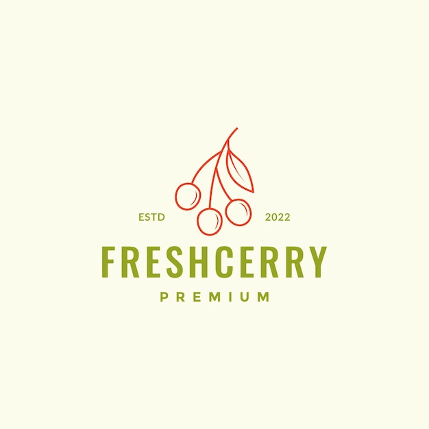 Cherry fruit hipster fresh logo design