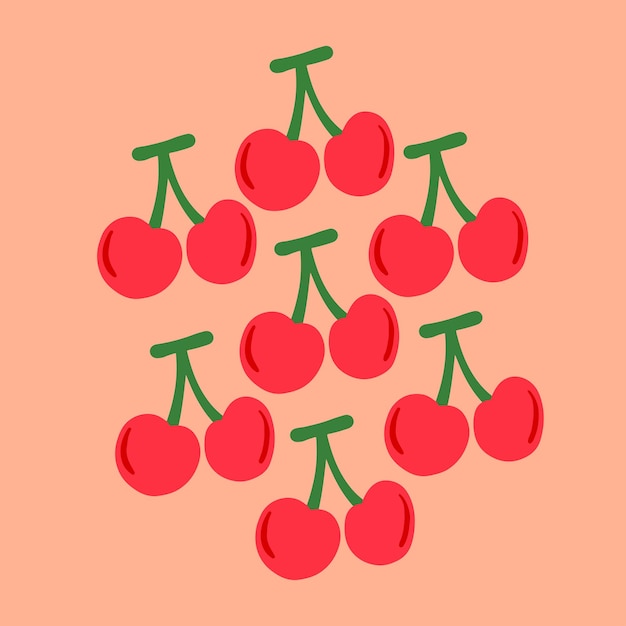 Cherry fruit pattern with handdrawn icon