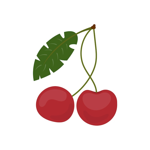 Cherry icon in a flat style. Sweet cherry isolated   