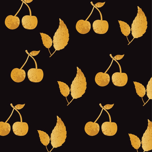 cherry leaf pattern gold background