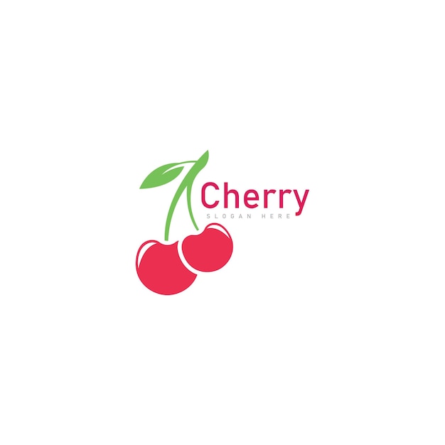 Cherry logo fruit fresh icon symbol vector illustration