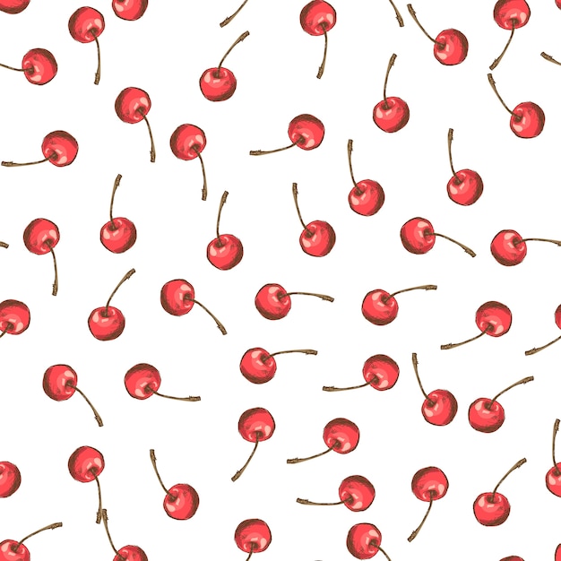 Cherry pattern on white background, wrapping paper