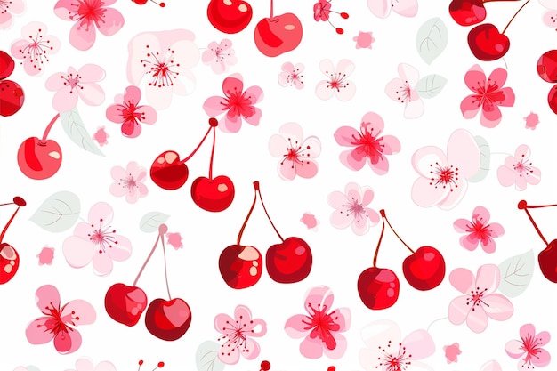 Vector cherry patterned fabric design style