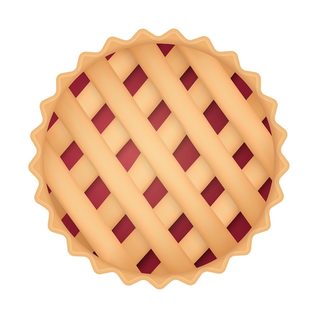 Cherry pie  top view thanksgiving day symbol 3d realistic illustration isolated