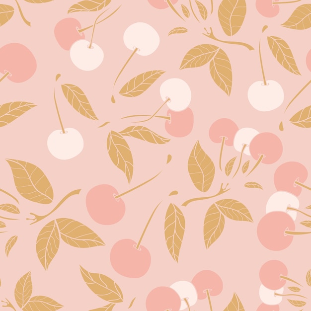 Cherry seamless pattern design Beautifull tropical berries seamless pattern design