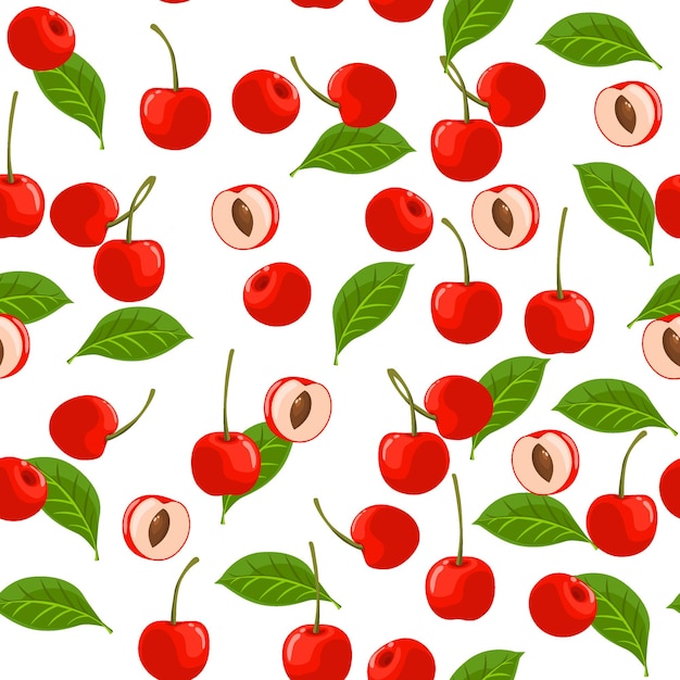 Cherry seamless pattern vector background.