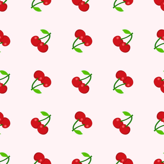 Cherry seamless template, illustration of cherry for textile pattern