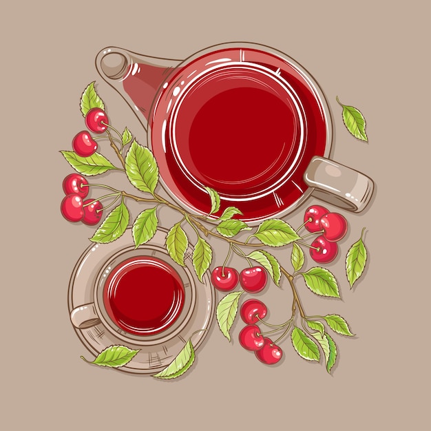 Cherry tea illustration