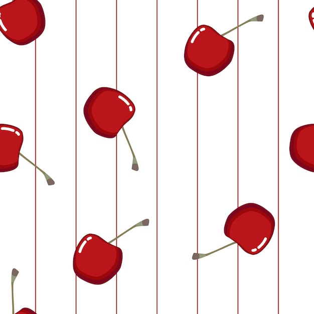 Cherry themed seamless pattern in flat design