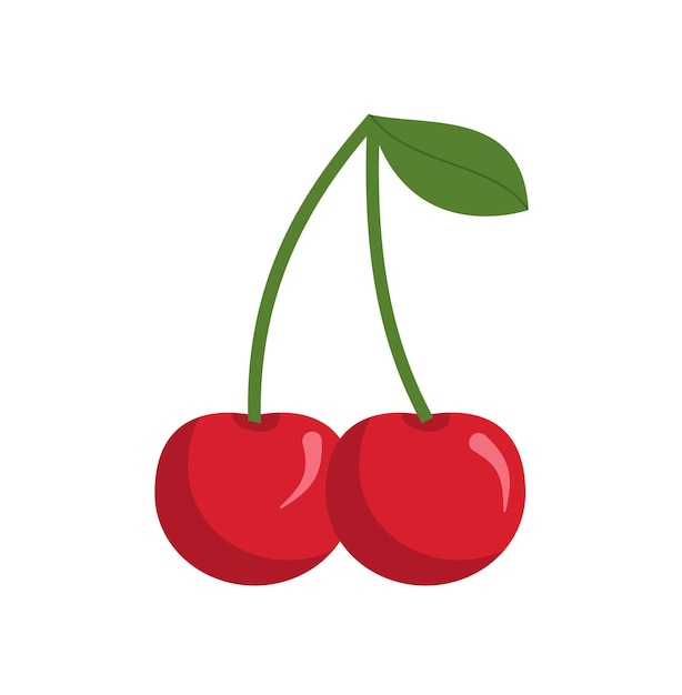 Cherry vector icon isolated on white background, flat, cartoon style. For web design and print. eps 10