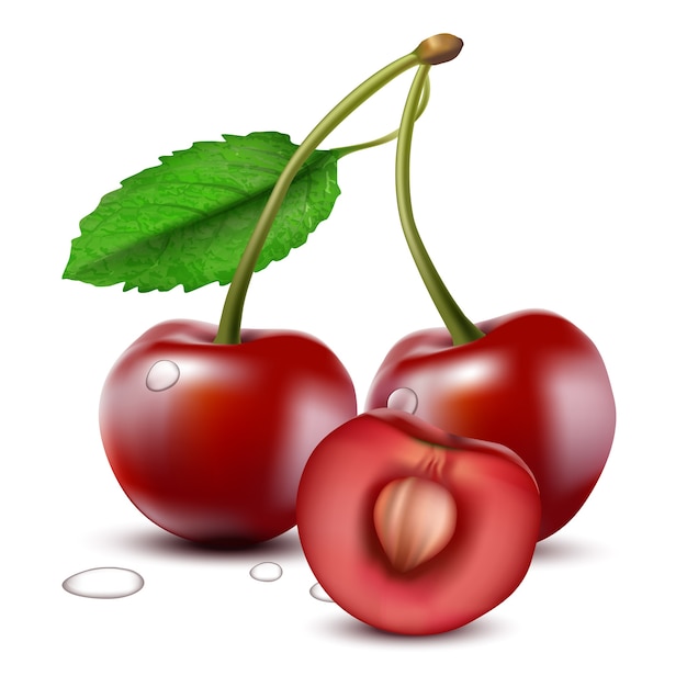 cherry with half cherry with seed