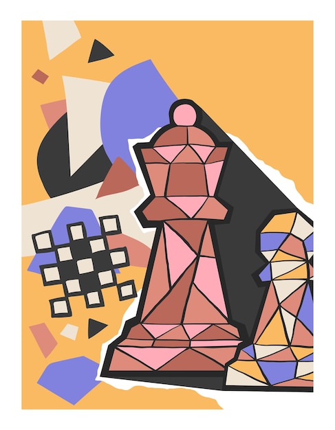 Chess artistic poster Abstract chess template with pieces