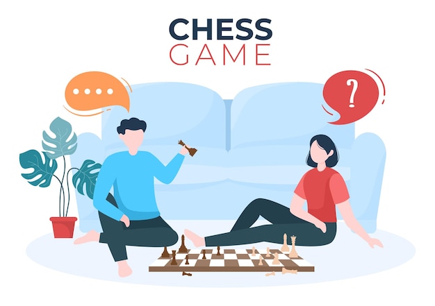 Chess Board Game Cartoon Illustration