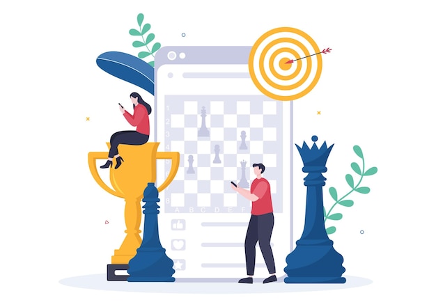 Chess Board Game Cartoon Illustration