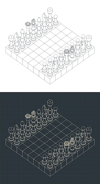 Chess board isometric illustration