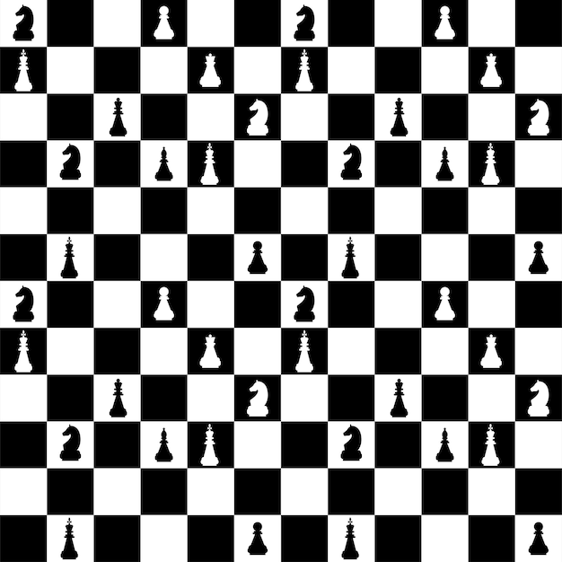 Chess board seamless pattern with figures vector illustration