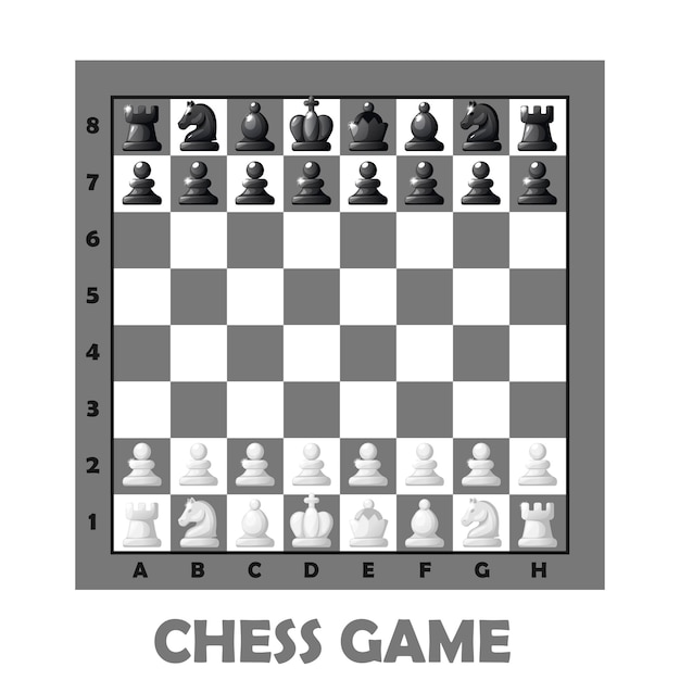 Chess board and set chess figures for 2D game UI