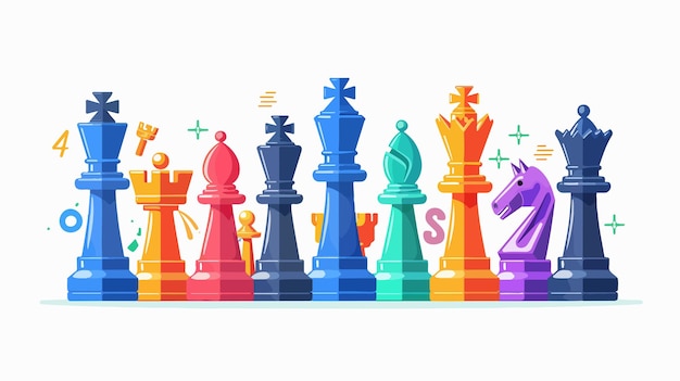 Vector chess color banner collection of pieces rook